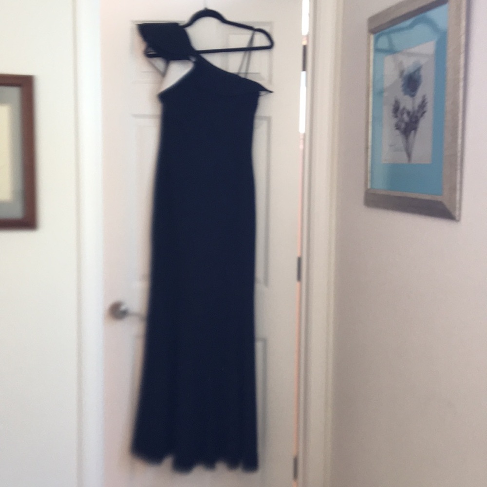 Carmen Marc Valvo Gown - One Shoulder Black and White
